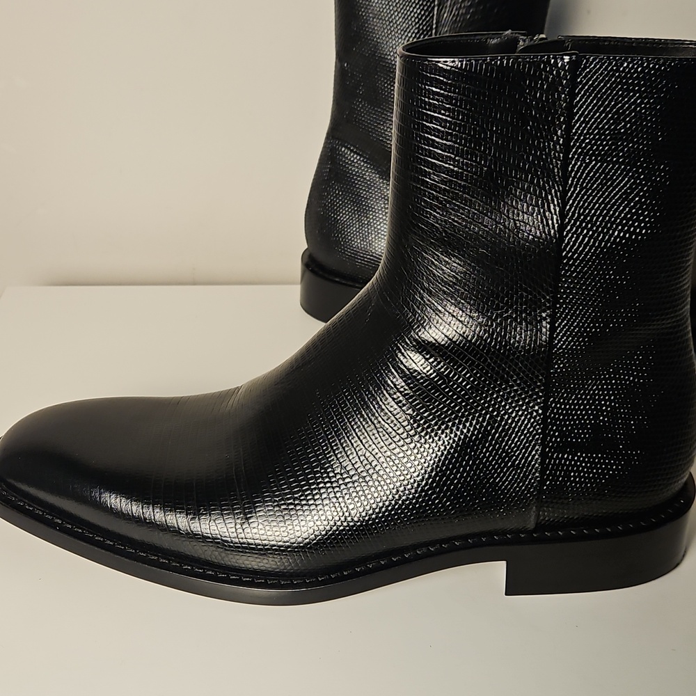 Mens Balenciaga Chrystal Bootie L20 Lizard Effect Black Calfskin Designer Shoes - Picture 10 of 16